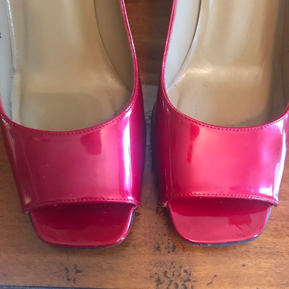 Stuart Weitzman Red Patent Open Toe High Heel - image 3